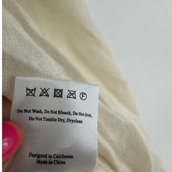 Kathryn McCarron Ivory Riviera Paper Thin Cashmere Wrap One Size - Picture 6 of 11